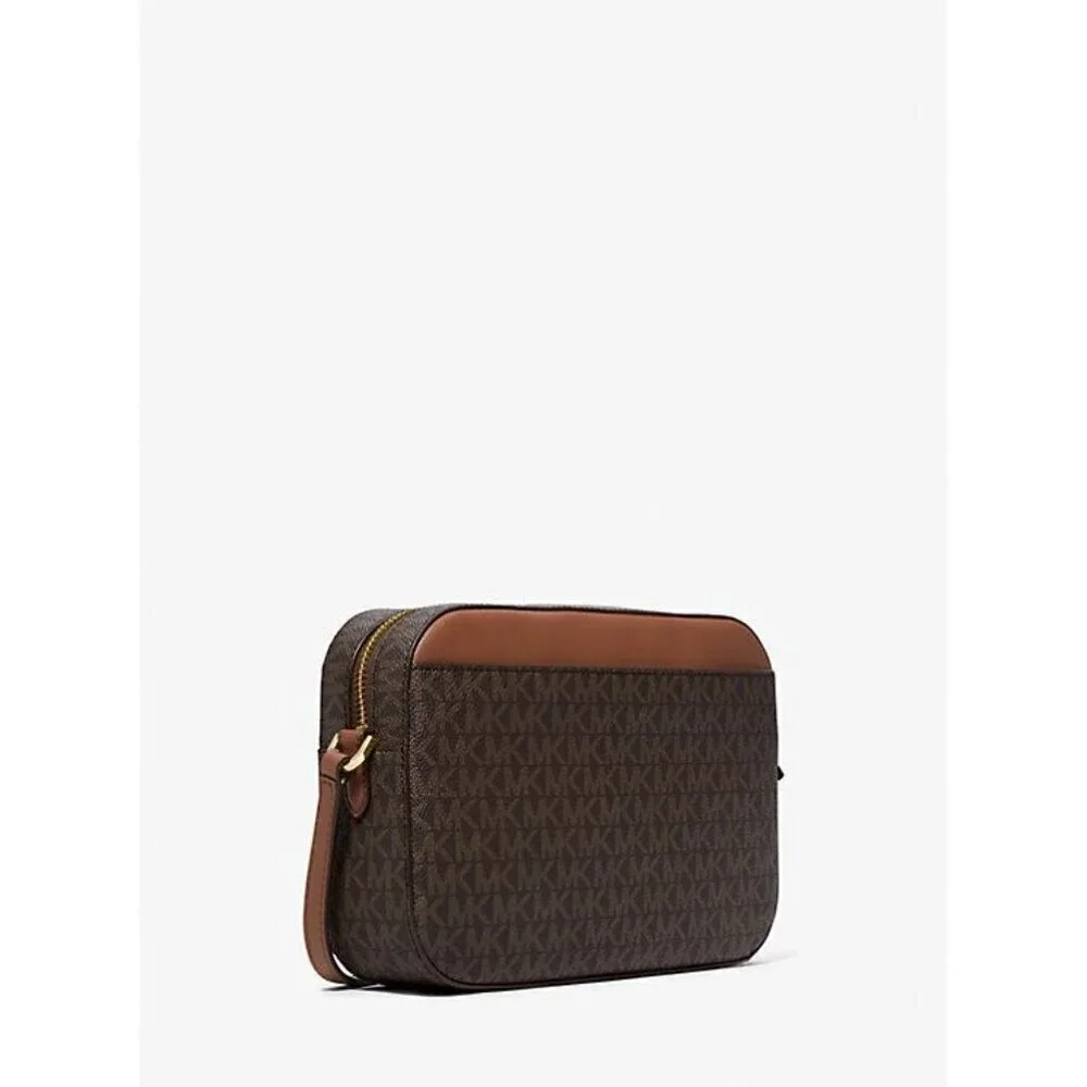 Michael Kors Womens Brown Logo Jet Set Large Crossbody Hand Bags New